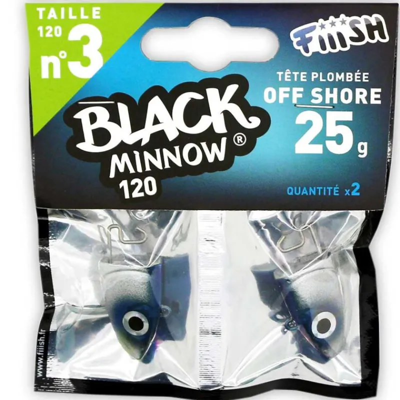 FIIISH Leurres|Pêche Aux Leurres-Tête plombée black minnow 120 off shore 25g (x2)
